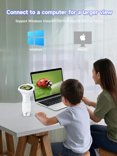 Image of Acoath Microscope for Kids, 1000X Handheld Digital Miniscope with 2.0 inch Screen, Portable Pocket Microscope Education Toys Birthday Gifts for Age 3 4 5 6 7 8 9 10 Girls Boys