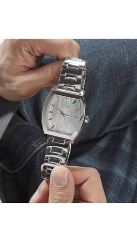 Image of GUESS Silver-Tone Barrel Analog Watch