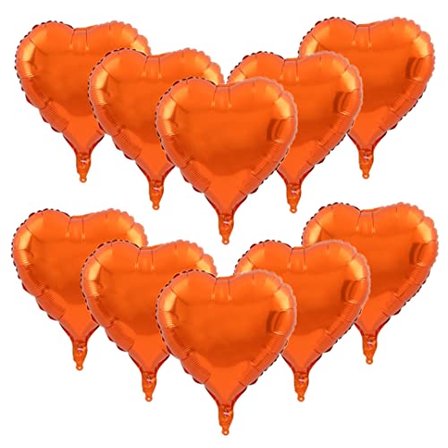 Zhiheng 10 globos de papel de aluminio con forma de corazón, globos de helio, cumpleaños, boda, día de San Valentín, decoración de fiesta, globo de aire (naranja) Cover