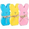 3 Pack Easter Bunny Table Wooden SignsBunny Shaped Farmhouse Decor Spring Bunny Wood Tabletop Easter Decor for Tiered TrayMantelTable Decorations