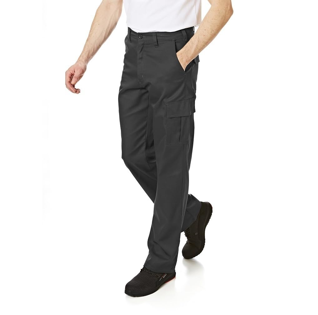 Lee Cooper Pantalon Travail Homme Cargo 245 GSM – Workwear Résistant Multi Poches Entretien Facile, Pantalon Sécurité Coupe Droite Bouton Zip