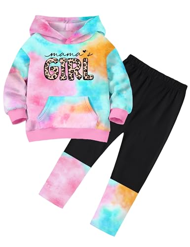 Baby Girl Clothes Long Sleeve Toddler Girls Clothes Tie-Dye Hoodie and Girls Leggings 2 Piece Fall Outfits 12M-4Y