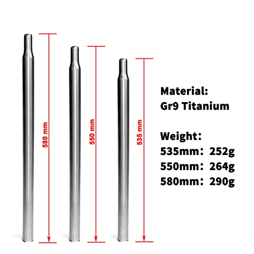 Tibromtack Titanium Seatpost For Brompton Folding Bike Ultralight Ti Upgrade Bicycle Seat Tube Post Flared Diameter 31.8Mm (Titanium, 535) #TOP2