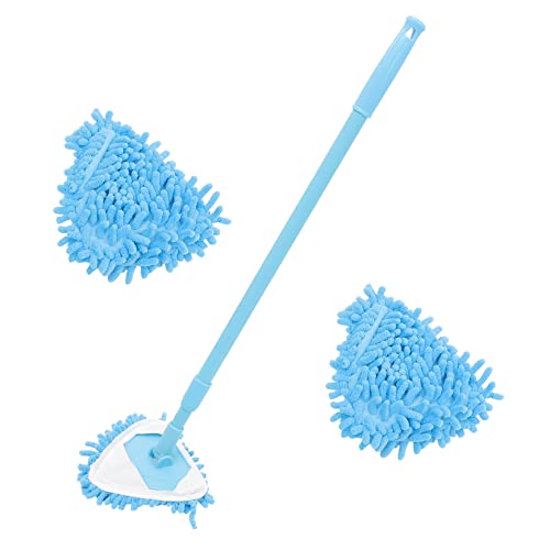 Hoement Kleiner Wischmopp Mit Teleskopstiel 180° Drehbar Dreieck Reinigungsmopp Aus Saugfähigem Material Verstellbar Kompakt Für Holzboden Enge Ecken Mit Ersatzkopf Für Haushalt Und Bodenpflege