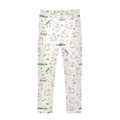 ZZKKO Girls Leggings Yoga Llama Doodle Toddler Girls Clothes Leggings for Girls Toddler Girls Leggings 3-4T