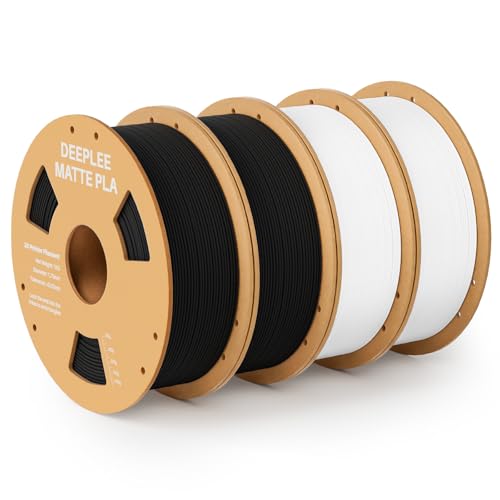 Image of Matte PLA Filament 1.75mm, 3D Printer Filament Dimensional Accuracy + /- 0.02mm, No Clogging, Higher Toughness, Cardboard Spool 3D Filament, 4 Pack 2*Black & 2*White