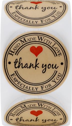 500 calcomanías hechas a mano con amor, calcomanías redondas gran...