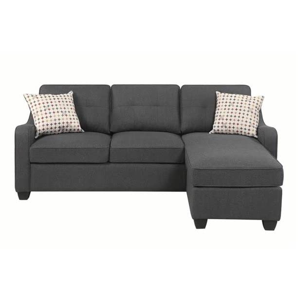 Rachel 3 Seater Fabric L Shaped Sectional Sofa Set for Living Room (Right Side,Grey)-image-2