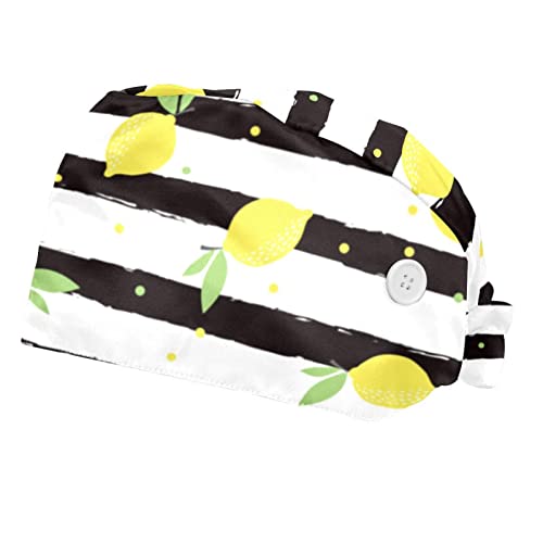 Chapeaux bouffants de travail citrons JDEZ respirants pour hommes et femmes (lot de 2)