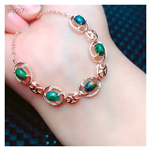 Bracelet opale noire véritable argent 925 anti-ternissement - 4