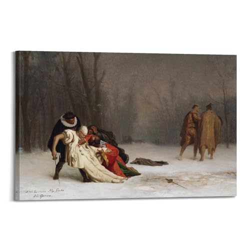 Poster d'art mural moderne Jean-Léon Gérôme Le duel après la mascarade impression toile 30x45cm