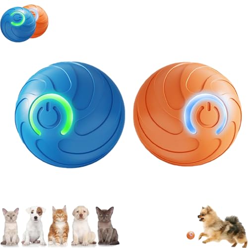 AUTRETY Smart Jumping Ball Toy for Dogs Duraspin Dog Bouncing Ball Interactive Bouncing Toys for Puppy Toys 2Pack-Orange & Bule