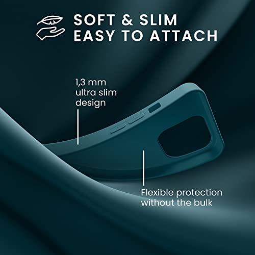 kwmobile Case for iPhone 14 Pro Case - Slim Soft TPU Silicone Cover - Works with Wireless Charging - Teal Matte - Image 4