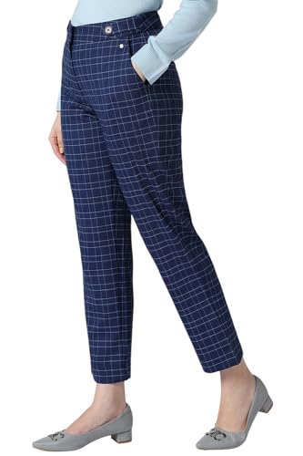 Image of Van Heusen Women High Rise Check Formal Regular Fit Trousers