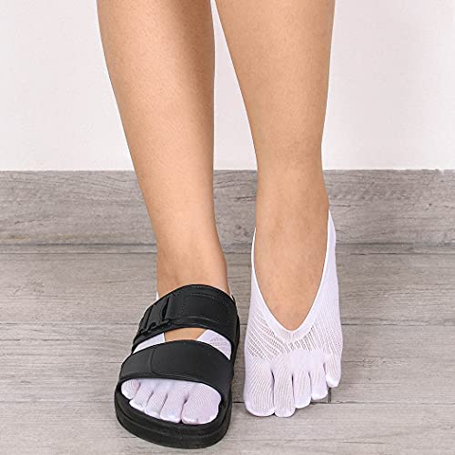 Campsis 5Pack Low-cut Invisible Full Five Finger Socks Black Thin Semi SheerSocks Non Slip Toe Liner Socks3