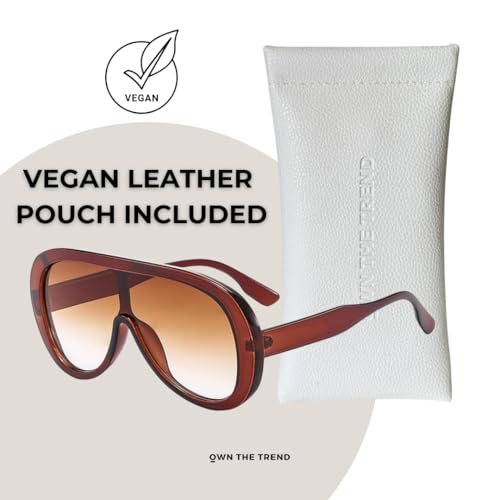 Trendy Sunglasses for Women - Vintage Retro Cateye Sun Glasses - Leather Pouch Included3