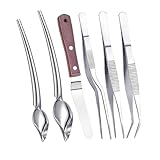 FytStycale 6 Piezas Juego de Emplatado con Herramientas de Precisión Pinzas de Chef Cucharas de Dibujo Y Raspadores de Acero para Alimentos Delicados Adecuado P, 6 Uds., tal como se describe