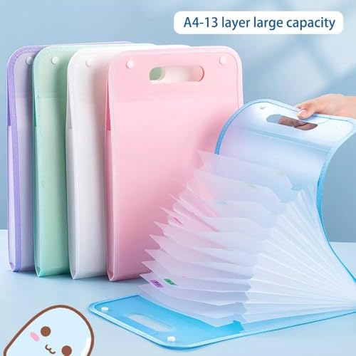 Image of SHUTTLE ART 13 Pockets Vertical Expanding File Folder, A4 Letter Size Document Organizer, Stationery Storage Bag|Multi Layer Accordion File Folder, Paper Holder for Office,School,Home(Multicolor)