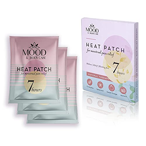 Mood & Body Care -Menstrual Heating Patch Set,3-Pack Heat Patches for Menstrual Cramps, Pain, PMS Relief, 7-Hour Period Cramps Pain Relief, Menstrual Relief, Menstruation Pain Relief, White, Medium