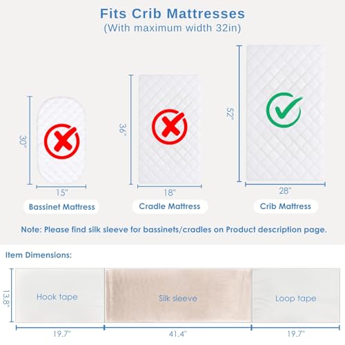 Image of PROMEED 100% Mulberry Silk Crib Sleeve for Baby Hair Loss Prevention, Premium 23 Momme Natural Silk Bassinet Sheet for Bassinets /Cradles /Cots /Cribs (Champagne)