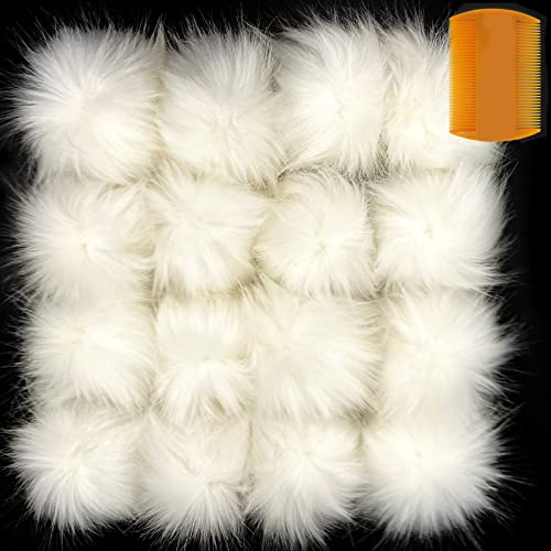 zhaocaidamai Pompons pour céréales, pompons en fourrure synthétique, 16 pièces, pompon en fourrure synthétique, 10-12 cm pour les mues, pompons en fourrure pour la décoration de pompon Cover