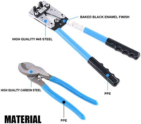 Glarks 2Pcs Wire Crimper Terminal Crimping Tool Cable Lug Crimper Cu/Al Terminal Ratchet Electrician Plier with Cable Cutter for 10, 8, 6, 4, 2, 1/0 AWG Wire Cable Cutting and Crimping