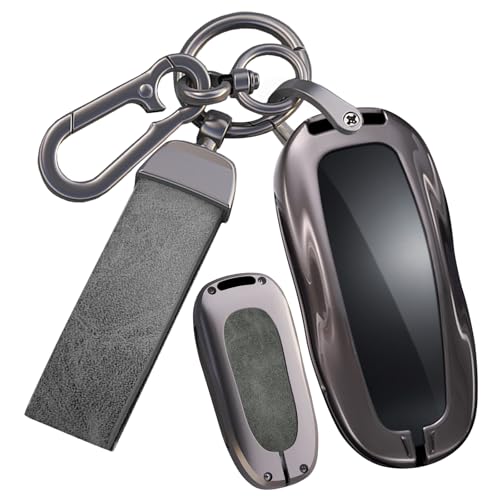 Étui clé Tesla évite les rayures alliage zinc cuir TPU vert Model 3 Y S