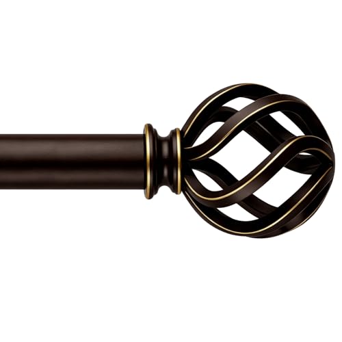 Curtain Rods 18 to 45 Inches, 1 Inch Modern Drapery Rods, Adjustable Heavy Duty Curtain Rod, with Twisted Cage Finial for Home & Office (18"-45"Bronze Gold)