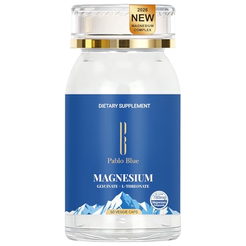 Image of Pablo Blue Magnesium Complex Supplement for Women & Men Magnesium Glycinate & L-Threonate with GABA, High Absorption to Support Sleep, Bone & Heart Health, Vegan, Gluten-Free, 60 Capsules