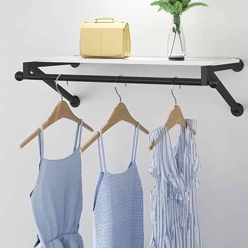 Perchero de pared y organizador de toallas para hogar con estante superior de madera