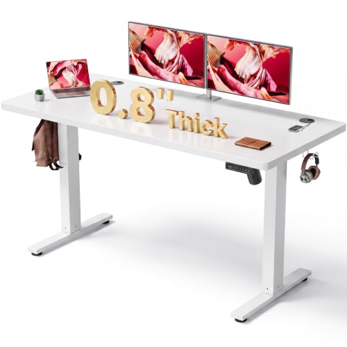 Image of Electric Standing Desk Adjustable - 55 x 24 Inch Sit Stand up Desk with 0.8 Inch Thick Tabletop - Adjustable Height Table with 3 Memory Preset, Cable Management for Home Office