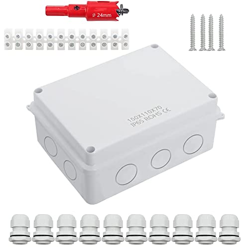 Caja de Conexiones Estanca,Caja de Conexiones Impermeable IP65,Caja Estanca Exterior,Caja de conexiones exterior,para Iluminación de Exteriores,15x11x7cm