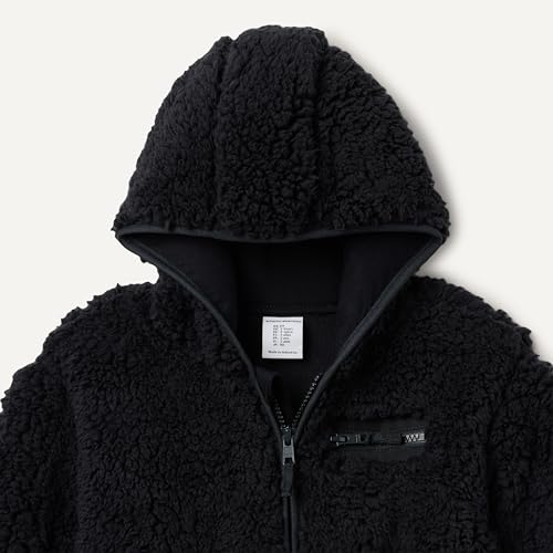 Sweatshirt à capuche garçon chaud en maille robuste et doublure sherpa