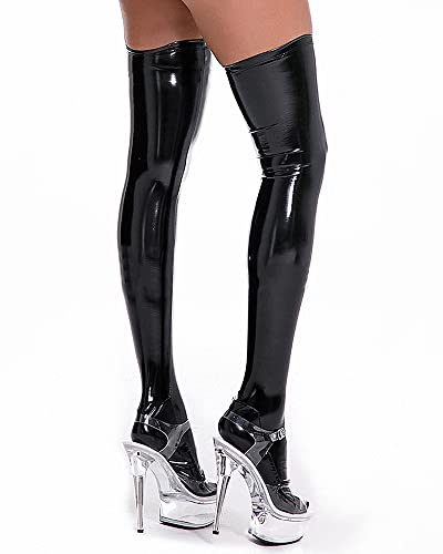 MEOWCOS 2 Pairs Knee High to Thigh High Shiny PU Leather Over Knee Socks2