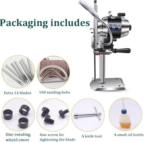 High-Speed 1100W Electric Fabric Cutting Machine - 8-Inch Straight Knife Cutter with Automatic Knife Sharpening for Multilayer Fabric, Leather & Cloth Cutting