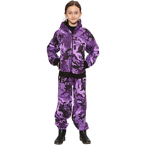 Ensemble sweat et jogging fille en maille violette camouflage ultra confortable pour gym