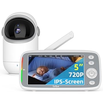 TakTark Babá Eletrônica, 5" 720P HD Bebê Câmera com Tela, Segurança Wifi, Panorâmica Inclinação, Áudio Bidirecional, Night Vision, Zoom Digital, Detecção De Som Vox, Ideal Para Novos Pais