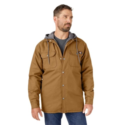 Image of Dickies Men's Fleece Hooded Duck Shirt Jacket With Hydroshield