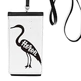 Größe: 10,2 cm x 19,5 cm DIYthinker Graureiher Schwarzweiß-Tier-Leder-Smartphone hängende Handtasche Schwarze Phone Wallet Geschenk