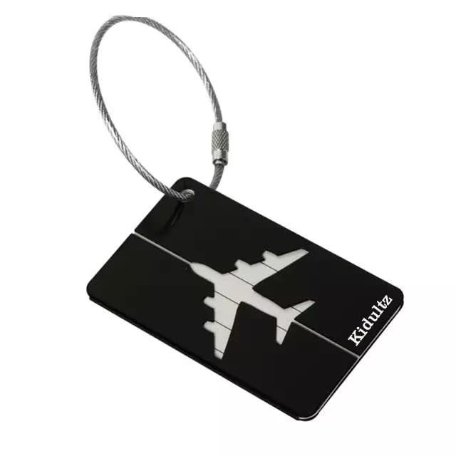 Image of (Set of 5) Aluminum Alloy Metallic Luggage Tags Handle Wraps with Stainless Loop Anti-Break for Travel Identification Suitcase Bag Tag, School & Office Bags (Black)