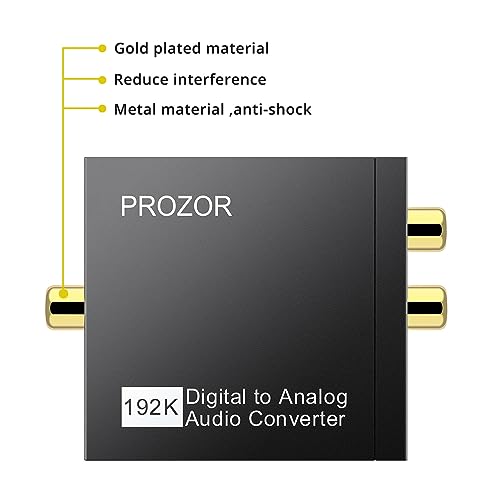 Image of PROZOR 192KHz Digital to Analog Audio Converter DAC Digital Optical to RCA Analog L /R Converter, SPDIF Toslink Optical to 3.5mm Jack Adapter for PS3 HD DVD PS4 Amp Apple TV Home Cinema -Aluminum Alloy