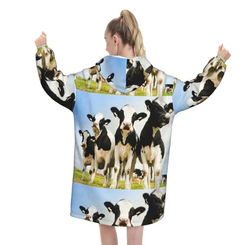Sweat à capuche couverture vache | Plaid géant à manches confortable pour l'hiver