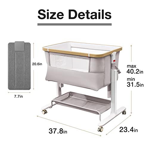 Ronbei Baby Bassinet With Breathing Baby Monitor, Bedside Sleeper With Storage Basket And Wheels, Easy Folding Bassinets For Baby And Monitor Baby Heart Rate Breathing Rate #TOP5