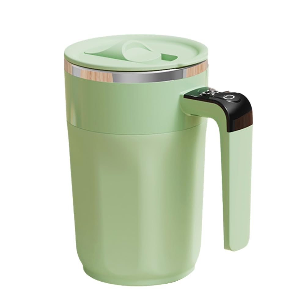 Vjsujehgy Magnetic Electric Stir Mug LED Temperature Display Coffee Cup 316 Stainless Steel Magnetic Temperature Coffee Stirring Mug Portable Mixing Cup Automatic Stirring Coffee Cups C