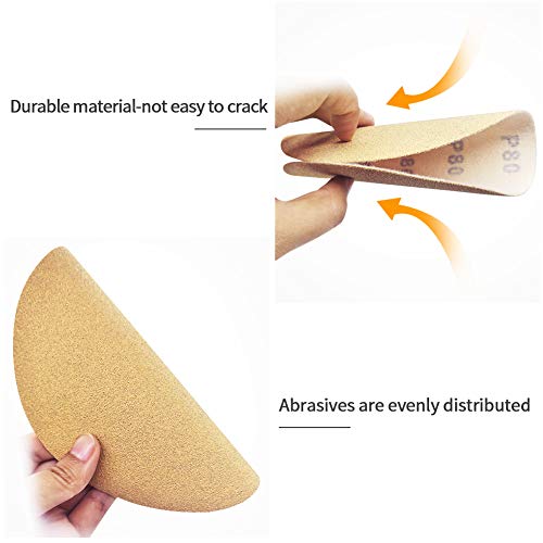 SPEEDWOX 100 Pcs 6 Inches Sanding Discs 80 Grit Dustless Hook and Loop Sandpaper for Random Orbital Sander Yellow Finishing Discs for Automotive Woodworking - Image 3