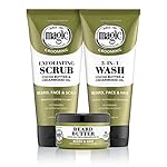 Softsheen-Carson Magic Shaving Beard Grooming Kit for Men with Cedarwood Oil, Includes Beard Butter, Scrub and Cleanser, Gift Set for Facial Hair Care,1 kit