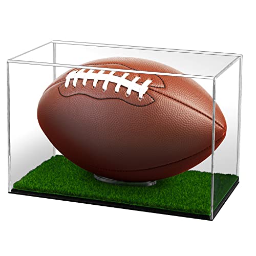 Acryl-Fußball-Vitrine, transparente Fußball-Aufbewahrungsbox, Grandstand Fußball-Vitrine mit Kunstrasen-Pad Cover