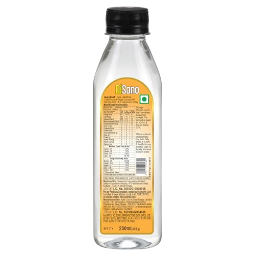 Image of DiSano Cold Pressed Virgin Coconut Oil, 250 ml (Pack of 2)