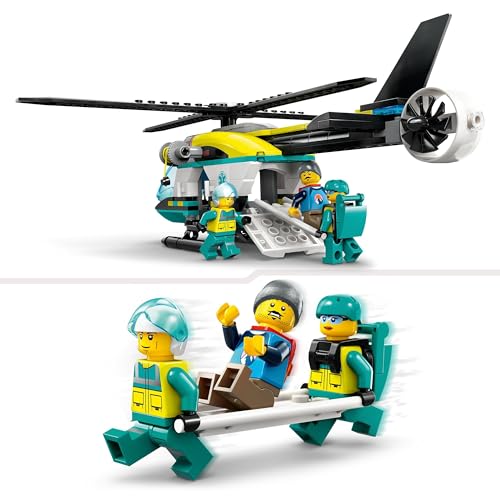 LEGO City Rettungshubschrauber, Hubschrauber-Spielzeug für Kinder, Helikopter mit Seilwinde, Rotoren und 3 Figuren inkl. Pilot… – Ansicht 4