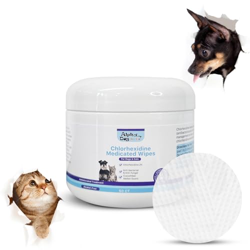 ALPHA DOG SERIES Chlorhexidine & Aloe Topical Medicated Wipes for Cleansing (50 ct) – Treats Hot Spots, Allergies, Rashes – Lightly Scented – for Cats & Dogs - image 8